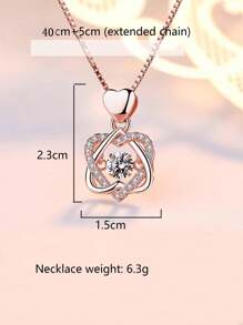 1 套铜和方晶锆石心形吊坠项链，适合女士佩戴，配玫瑰礼盒，精致时尚，百搭锁骨链，适合情人节、妈妈、母亲、母亲节、礼物 - 玫瑰禮盒+手提包+賀卡+項鍊 - 查看 7