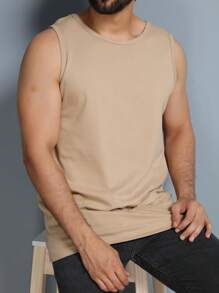Men Tank Tops - 杏色 - 查看 6