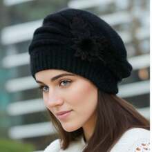 LACE MONDE Dày lên Mũ Đối với Trung niên NỮ Với lông tơ & Dệt kim Đan Mũ lưỡi trai , Mùa Đông , Mùa Xuân Thời trang Và Sự bảo vệ Thanh lịch - Màu be - Xem 2