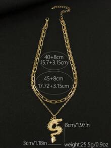 JYBY 1 件風龍年生肖男女生肖百搭不褪色吊墜項鍊 - 雙層龍吊墜項鍊 - 查看 5