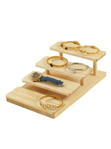 One-Piece Solid Wood Multi-Layered Step Display Stand - Pine Wood Sunglasses Showcase Stand For Bracelets, Watches, Rings, And Jewelry - Multi-layer Display Stand - View 3
