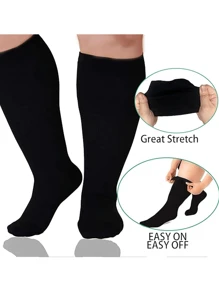 3 Pairs Plus Size Compression Socks Circulation 15-20 Mmhg For Women Men Wide Calf Pregnancy Maternity Knee High Best Rated Support For Pregnant Medical Running Nursing Athletic Fit Cycling Sports, For Gym