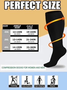 3 Pairs Plus Size Compression Socks Circulation 15-20 Mmhg For Women Men Wide Calf Pregnancy Maternity Knee High Best Rated Support For Pregnant Medical Running Nursing Athletic Fit Cycling Sports, For Gym