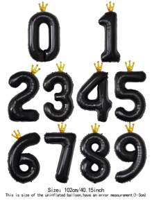 1 个 40 英寸黑色皇冠形数字铝箔气球，适合成人和儿童生日派对装饰、圣诞节