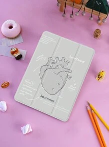 Silver Stereo Heart Case Compatible With IPad 10.2 Inch 2021/2020 IPad 9th/8th Generation,Compatible With Huawei Matepad 10.4/ Tab/Cover,With Pen Holder,Supports Automatic Sleep/Wake Lid