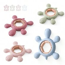 1pc Silicone Turtle Teether, Pink Color Is More Suitable For Baby Girls, Made Of Bpa-Free Silicone, Silicone Turtle Teether Gloves, Multicolor - Pink - View 7