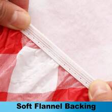 1pc Round Checkered Tablecloth With Elasticity, Waterproof Vinyl Table Top Protector And Flannel Backing, Suitable For Picnic, Camping, Indoor And Outdoor Use - Red - View 2