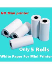 小型無線便攜打印機，熱敏紙口袋打印機，適用於安卓或IOS應用程式，無墨水打印機，適用於家庭、辦公室、學習和工作清單打印 - 5卷列印白紙 - 查看 1