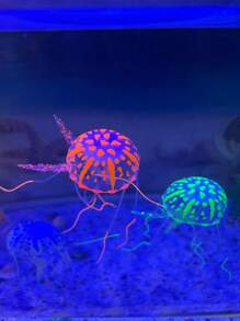3入組隨機配色發光矽膠水母造型水族箱裝飾品,適用於魚缸裝飾 - 彩色 - 查看 10