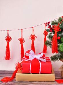 5 件裝紅色結手工絲綢流蘇財富流蘇綢緞新年禮物春節裝飾品農曆新年裝飾品 Diy 工藝品家居裝飾品 - 紅色 - 查看 6