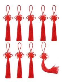 5 件裝紅色結手工絲綢流蘇財富流蘇綢緞新年禮物春節裝飾品農曆新年裝飾品 Diy 工藝品家居裝飾品 - 紅色 - 查看 1