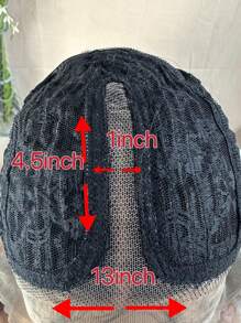 T形鉤花邊前13*4.5*1波浪捲26吋合成纖維女士長中分假髮帽 - 酒紅色 - 查看 9