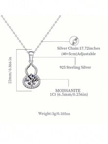 FOREVER QUEEN 925 Sterling Silver 0.5ct Moissanite Gourd Pendant Necklace Female Moissanite Clavicle Neck Chain Jewelry With Moissanite Certificate & Exquisite Packaging Box - Silver - View 6