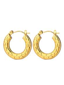 1 Pair Fashionable Geometric Stainless Steel Earrings, Suitable For Women's Daily Wear Or Stylish Commute
