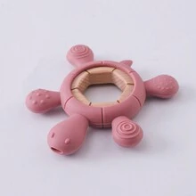 1pc Silicone Turtle Teether, Pink Color Is More Suitable For Baby Girls, Made Of Bpa-Free Silicone, Silicone Turtle Teether Gloves, Multicolor - Pink - View 5