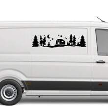 1 件汽車森林山形貼紙適用於房車、房車、露營車 - 黑色