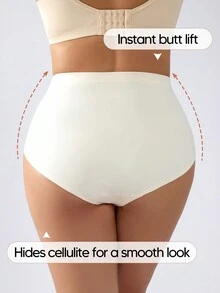 Plus size High-rise, close-fitting triangle shaped panties - Beige - View 2