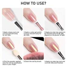 6 Piezas/set Polvo De Uñas De Cromo, Polvo De Arte De Uñas De Efecto Espejo, Polvo De Cromo Holo, Polvo De Efecto De Brillo Perlado - Dorado - Ver 3