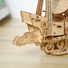 3d成人木質拼圖,復古木製船模套件,最佳禮物主意-帆船 - 彩色 - 查看 4