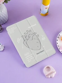 Silver Stereo Heart Case Compatible With IPad 10.2 Inch 2021/2020 IPad 9th/8th Generation,Compatible With Huawei Matepad 10.4/ Tab/Cover,With Pen Holder,Supports Automatic Sleep/Wake Lid