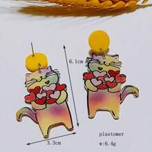 一對浪漫、甜美、優雅且個性化的耳環，為你心愛的貓而設，並以丙烯酸製成的情人節耳環，獻給她的禮物。 - 玫紅色 - 查看 5