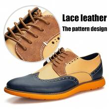Men's Oxford Shoes Comfortable Fashion Shoes Lace-Up Wingtip Brogue Shoe - 彩色 - 查看 3