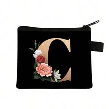 1 pieza Bolsa de cosméticos con patrón floral en 3D de letras, bolsa de maquillaje con cremallera espaciosa, bolsa de aseo resistente, organizador de accesorios de viaje para mujeres, decoración en rosa para habitación, dormitorio, baño, sala de estar, escritorio, cosas de viaje y regalos para bodas, cumpleaños, año nuevo, accesorios para padres, amigos, maestros, hombres y mujeres. Divertido organizador de almacenamiento para joyas y perfumes en cajas y contenedores de almacenamiento