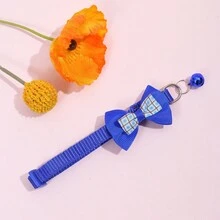 1只藍寶石寵物蝴蝶繫帶頸圈,適用於小型犬貓,帶鈴鐺裝飾 - 寶藍色 - 查看 3