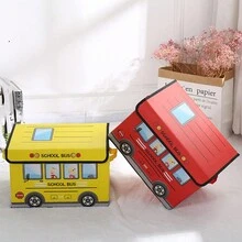 Foldable Cartoon Car Design Storage Box For Children's Clothes, Toys, Snacks, Waterproof & Moistureproof - Red - View 5