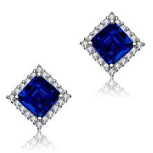 Sapphire Cubic Zirconia Square Stud Earrings