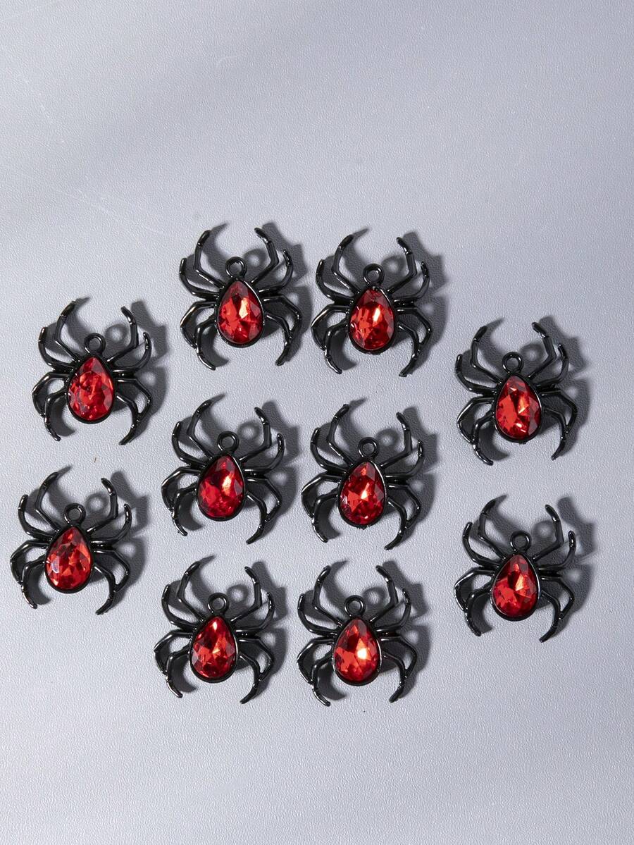 10入組鋅合金蜘蛛造型吊墜,適合女性日常佩戴 - 彩色 - 查看 1