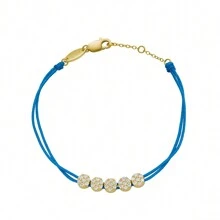 Moonmory 1條925純銀白晶石五移石頭橘色繩帶手鍊,女性聖誕禮物 0.8mm 厚度 18k 鍍金色