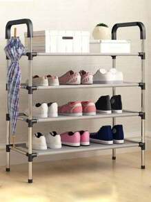 zapatero de tela Simple de CUATRO niveles en una caja de cartón, fácil de montar, estable y fiable para el almacenamiento de zapatos - Multicolor - Ver 6