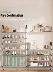 zapatero de tela Simple de CUATRO niveles en una caja de cartón, fácil de montar, estable y fiable para el almacenamiento de zapatos - Multicolor - Ver 5