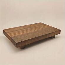 1個實木頂餐具托盤,壽司托盤,木製咖啡桌托盤,農莊裝飾托盤,適用於家用廚房櫃台和室外用餐、野餐、浴室、餐桌、廚房用品、桌面裝飾 - 黃色 - 查看 3