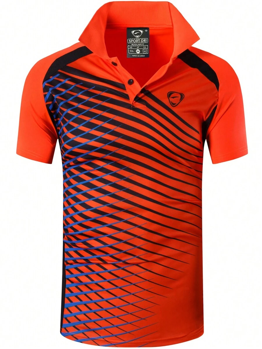 1件男士運動快干修身款polo衫,適用於馬球、網球、高爾夫、保齡球等,是進行健身運動的合適服裝