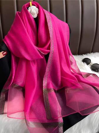 1pc Valentine'S Day Women'S Rose Red Scarf, Spring Warm Neck Protection Scarf Suitable For Daily Wear Elegant