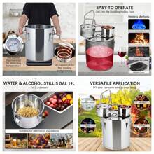 Home Alcohol Still With Thumper Keg - Copper Tube, Built-In Thermometer, And Water Pump - Distillery Kit For Alcohol Distillation - Silver - View 3