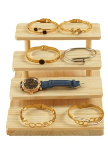 One-Piece Solid Wood Multi-Layered Step Display Stand - Pine Wood Sunglasses Showcase Stand For Bracelets, Watches, Rings, And Jewelry - Multi-layer Display Stand - View 2