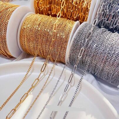 100cm Diy Stainless Steel Chain For Necklace, Bracelet, Eyeglass Chain Making