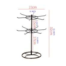 鐵製雙層旋轉珠寶展示架,手鍊項鍊耳環鑰匙扣架,金屬零售展示架 - 黑色 - 查看 2