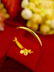 2入組寶寶金鍍可調節手鐲,裝飾男女小孩的配飾,適用於生日禮物和日常佩戴