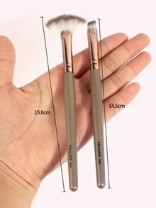 Maange 9 件化妝刷套裝搭配散粉刷粉底刷腮紅刷眼影刷旋風刷唇刷眉毛刷睫毛刷柔軟專業化妝工具和化妝刷收納盒 - 香檳色 - 查看 6