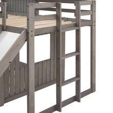 Nestfair Twin Over Full Wooden Bunk Bed With Slide And Guard