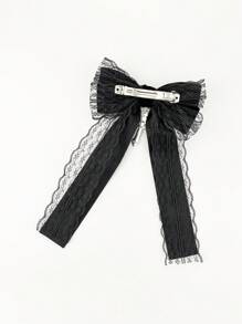 1 Piece Set Of Black Lace Flocking Asymmetrical Combination Bow Hair Accessories, Gothic Cross Accessories, Gothic Dark Style, Suitable For Goth Lovers To Wear With Daily Clothing, Give As A Gift To Friends Elegant Valentine's Day Hair Clips Claw Clips Hair Claws Hair Slide Hair Barrettes