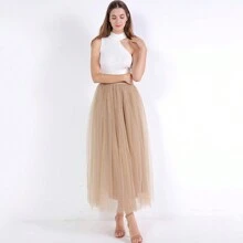 1件4層網紗長裙新娘蓬蓬裙伴娘裙適合日常穿著婚禮 - 藏蓝色 - 查看 3