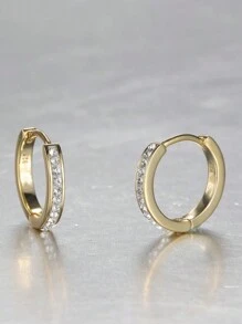 1雙小純銀耳朵夾圓耳環 - 金色 - 查看 1