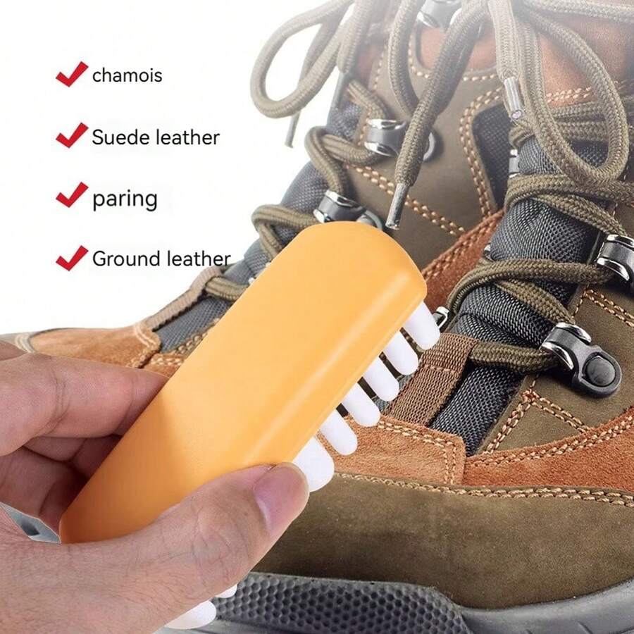 1pc Suede Eraser Small White Shoes Polishing Shoes Deerskin Sneakers Sports Suede Leather Shoes Cleaning Agent Suede Brush Upper Does Not Hurt Shoes - Yellowish White - View 1