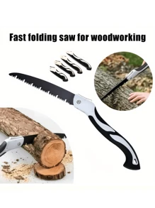 1pc Small Hand-Held Hand Saw: Tree Saw For Logging, Fast FoldingWoodworking Manual Saw - Black and White - View 2