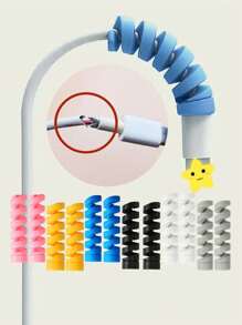 Bộ 12 vỏ bảo vệ cáp dữ liệu sạc xoắn ốc Bộ bảo vệ cáp, Bộ bảo vệ bộ sạc - Xanh và trắng - Xem 1
